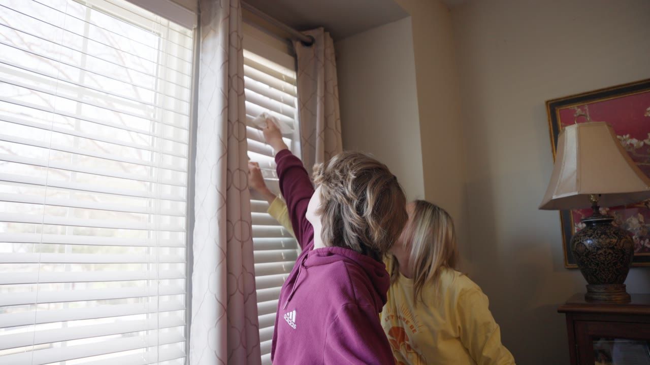 A child looking out a window