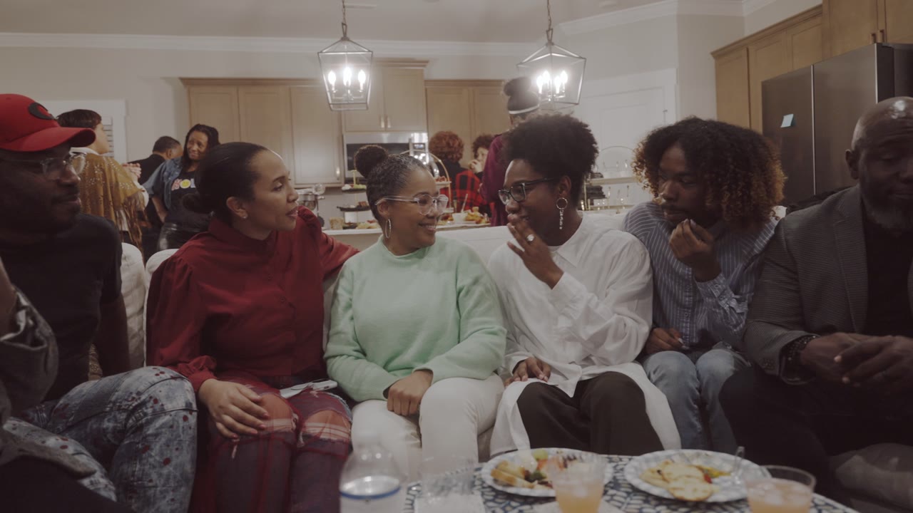 Family seated together at a party