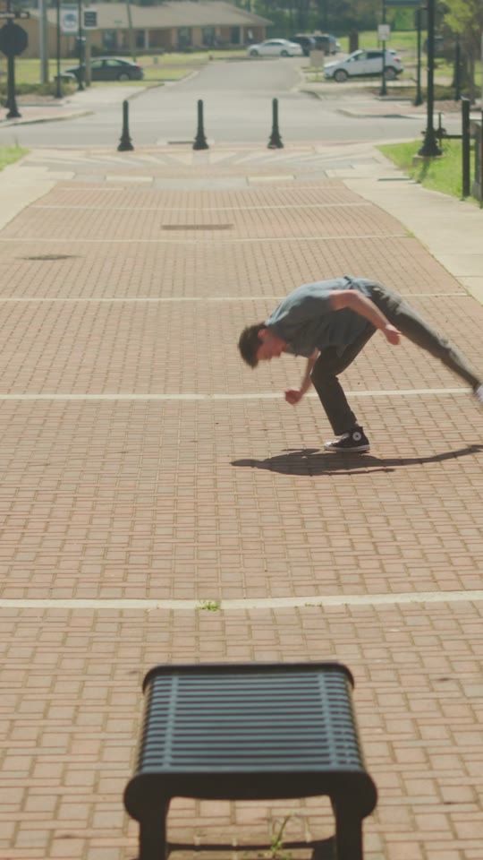 A flip on a brick path