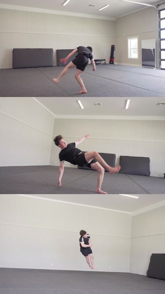 Split-screen flips in a studio